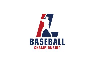 Beyzbol Logosu Tasarımlı L harfi. Spor Takımı veya Şirket için Vektör Tasarım Şablonu Elementleri.