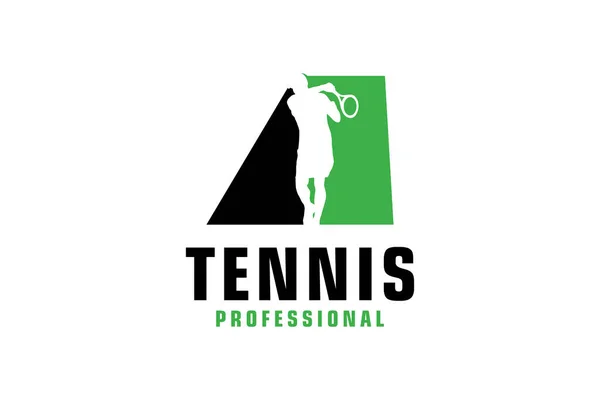 Letter Met Tennis Speler Silhouet Logo Design Vector Design Sjabloon — Stockvector