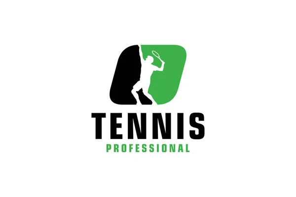 Lettre Avec Silhouette Joueur Tennis Logo Design Éléments Modèle Conception — Image vectorielle