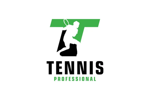 Γράμμα Λογότυπο Του Παίκτη Τένις Στοιχεία Προτύπου Σχεδιασμού Διανυσμάτων Για — Διανυσματικό Αρχείο