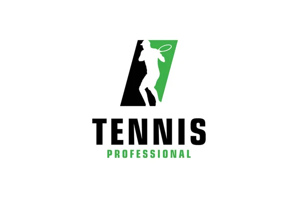 字母I与网球运动员的轮廓标志设计 运动队或企业的矢量设计模板元素 — 图库矢量图片