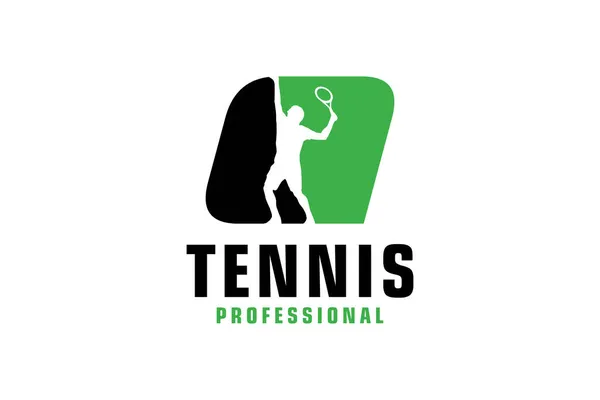 Γράμμα Λογότυπο Του Παίκτη Τένις Στοιχεία Προτύπου Σχεδιασμού Διανυσμάτων Για — Διανυσματικό Αρχείο