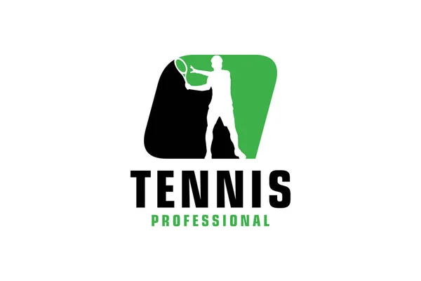 字母Q与网球运动员轮廓标志设计 运动队或企业的矢量设计模板元素 — 图库矢量图片