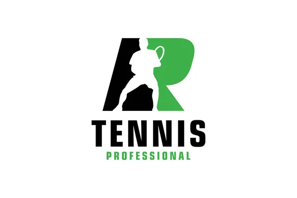 Letter Tennis Player Silhouette Logo Design Vector Design Template Elements — Stock Vector