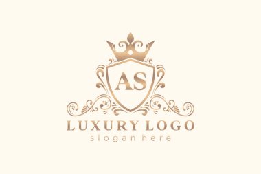 AS Harfi Kraliyet Logosu Restoran, Kraliyet, Butik, Cafe, Otel, Heraldic, Mücevher, Moda ve diğer vektör çizimleri için vektör sanatı şablonu.