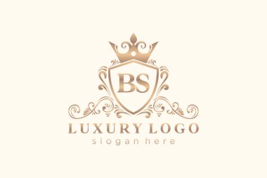 BS Letter Kraliyet Logosu Restoran, Kraliyet, Butik, Cafe, Otel, Heraldic, Mücevher, Moda ve diğer vektör çizimleri için vektör sanatı şablonu.