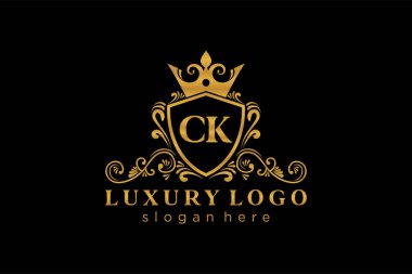 CK Letter Kraliyet Lüks Logosu Restoran, Kraliyet, Butik, Cafe, Otel, Heraldic, Mücevher, Moda ve diğer vektör çizimleri için vektör sanatı şablonu.