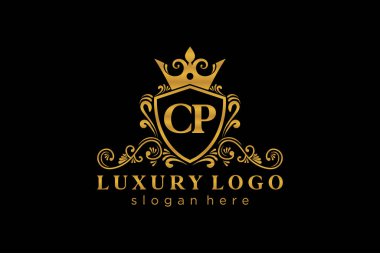 CP Kraliyet Logosu Restoran, Kraliyet, Butik, Cafe, Otel, Heraldic, Mücevher, Moda ve diğer vektör ilüstrasyonları için vektör sanatı şablonu.