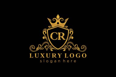Restaurant, Royalty, Boutique, Cafe, Hotel, Heraldic, Mücevher, Moda ve diğer vektör illüstrasyonları için CR Kraliyet Logosu tasarımı.