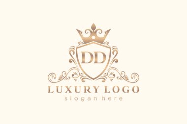DD Letter Kraliyet Lüks Logosu Restoran, Kraliyet, Butik, Cafe, Otel, Heraldic, Mücevher, Moda ve diğer vektör çizimleri için vektör sanatı şablonu.