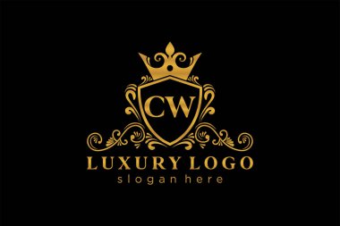 Restaurant, Royalty, Boutique, Cafe, Hotel, Heraldic, Mücevher, Moda ve diğer vektör illüstrasyonları için CW Kraliyet Logosu tasarımı.