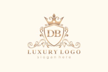 DB Kraliyet Logosu Restoran, Kraliyet, Butik, Cafe, Otel, Heraldic, Mücevher, Moda ve diğer vektör ilüstrasyonları için vektör sanatı şablonu.
