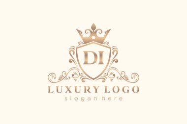 DI Letter Kraliyet Logosu Restoran, Kraliyet, Butik, Cafe, Otel, Heraldic, Mücevher, Moda ve diğer vektör çizimleri için vektör sanatı şablonu.