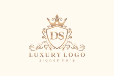 DS Kraliyet Logosu Restoran, Kraliyet, Butik, Cafe, Otel, Heraldic, Mücevher, Moda ve diğer vektör çizimleri için vektör sanatı şablonu.