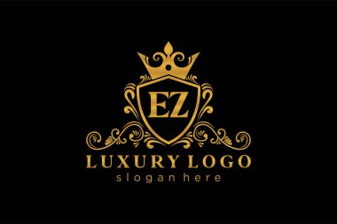 EZ Letter Kraliyet Logosu Restoran, Kraliyet, Butik, Cafe, Otel, Heraldic, Mücevher, Moda ve diğer vektör ilüstrasyonları için vektör sanatı şablonu.