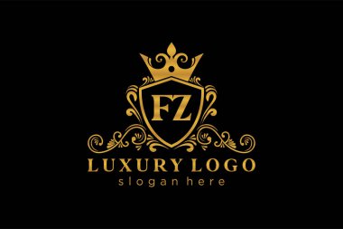 Restoran, Kraliyet Logosu, Butik, Cafe, Otel, Heraldic, Mücevher, Moda ve diğer vektör illüstrasyonları için vektör sanatı şablonu.