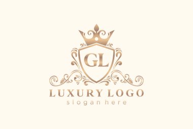 GL Letter Kraliyet Logosu Restoran, Kraliyet, Butik, Cafe, Otel, Heraldic, Mücevher, Moda ve diğer vektör ilüstrasyonları için vektör sanatı şablonu.