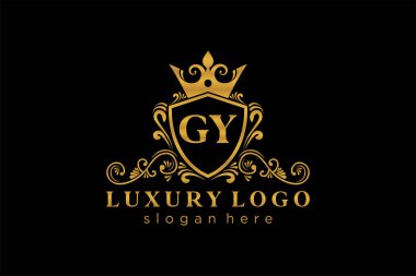 GY Letter Kraliyet Logosu Restoran, Kraliyet, Butik, Cafe, Otel, Heraldic, Mücevher, Moda ve diğer vektör çizimleri için vektör sanatı şablonu.