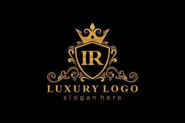 IR Letter Kraliyet Lüks Logosu Restoran, Kraliyet, Butik, Cafe, Otel, Heraldic, Mücevher, Moda ve diğer vektör çizimleri için vektör sanatı şablonu.