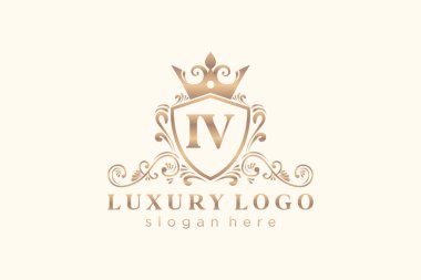 IV. Harf Kraliyet Logosu Restoran, Kraliyet, Butik, Cafe, Otel, Heraldic, Mücevher, Moda ve diğer vektör çizimleri için vektör sanatı şablonu.