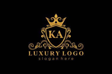 Restoran, Kraliyet Logosu, Butik, Cafe, Otel, Heraldic, Mücevher, Moda ve diğer vektör illüstrasyonları için vektör sanatı şablonu.