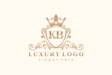 KB Letter Kraliyet Logosu Restoran, Kraliyet, Butik, Cafe, Otel, Heraldic, Mücevher, Moda ve diğer vektör ilüstrasyonları için vektör sanatı şablonu.