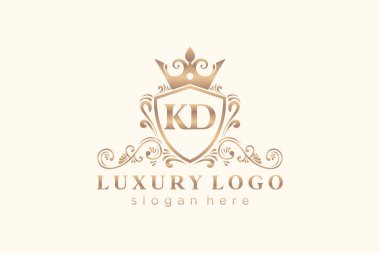 KD Letter Kraliyet Logosu Restoran, Kraliyet, Butik, Cafe, Otel, Heraldic, Mücevher, Moda ve diğer vektör ilüstrasyonları için vektör sanatı şablonu.