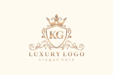 KG Letter Kraliyet Logosu Restoran, Kraliyet, Butik, Cafe, Otel, Heraldic, Mücevher, Moda ve diğer vektör ilüstrasyonları için vektör sanatı şablonu.