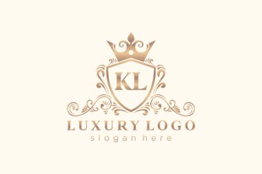KL Letter Kraliyet Logosu Restoran, Kraliyet, Butik, Cafe, Otel, Heraldic, Mücevher, Moda ve diğer vektör ilüstrasyonları için vektör sanatı şablonu.
