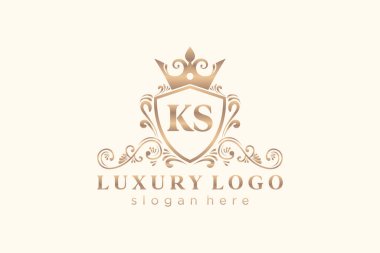 KS Harfi Kraliyet Logosu Restoran, Kraliyet, Butik, Cafe, Otel, Heraldic, Mücevher, Moda ve diğer vektör çizimleri için vektör sanatı şablonu.