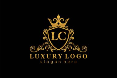 LC Letter Kraliyet Lüks Logosu Restoran, Kraliyet, Butik, Cafe, Otel, Heraldic, Mücevher, Moda ve diğer vektör ilüstrasyonları için vektör sanatı şablonu.