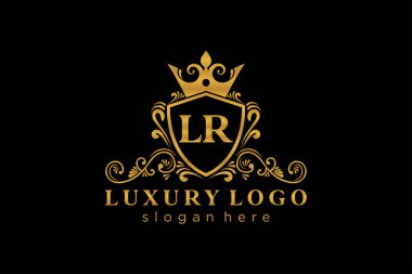 LR Letter Kraliyet Lüks Logosu Restoran, Kraliyet, Butik, Cafe, Otel, Heraldic, Mücevher, Moda ve diğer vektör ilüstrasyonları için vektör sanatı şablonu.