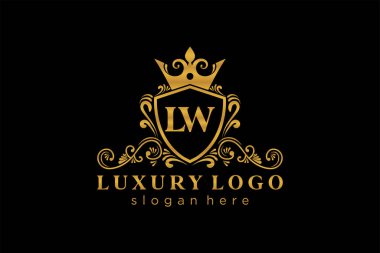 LW Kraliyet Logosu Restoran, Kraliyet, Butik, Cafe, Otel, Heraldic, Mücevher, Moda ve diğer vektör ilüstrasyonları için vektör sanatı şablonu.