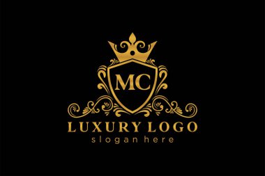 MC Letter Kraliyet Logosu Restoran, Kraliyet, Butik, Cafe, Otel, Heraldic, Mücevher, Moda ve diğer vektör ilüstrasyonları için vektör sanatı şablonu.