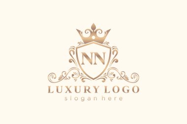 NN Kraliyet Logosu Restoran, Kraliyet, Butik, Cafe, Otel, Heraldic, Mücevher, Moda ve diğer vektör ilüstrasyonları için vektör sanatı şablonu.