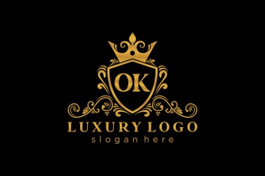 Restaurant, Royalty, Butik, Cafe, Hotel, Heraldic, Mücevher, Moda ve diğer vektör illüstrasyonları için Kraliyet Logosu Şablonu.