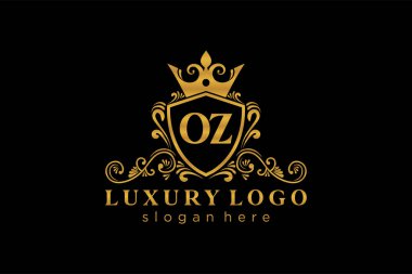 OZ Letter Kraliyet Logosu Restoran, Kraliyet, Butik, Cafe, Otel, Heraldic, Mücevher, Moda ve diğer vektör çizimleri için vektör sanatı şablonu.