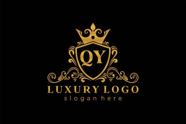QY Letter Kraliyet Logosu Restoran, Kraliyet, Butik, Cafe, Otel, Heraldic, Mücevher, Moda ve diğer vektör çizimleri için vektör sanatı şablonu.