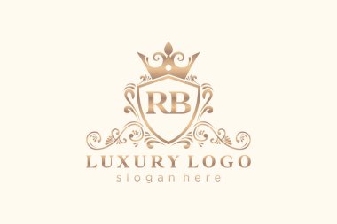 RB Letter Kraliyet Logosu Restoran, Kraliyet, Butik, Cafe, Otel, Heraldic, Mücevher, Moda ve diğer vektör ilüstrasyonları için vektör sanatı şablonu.