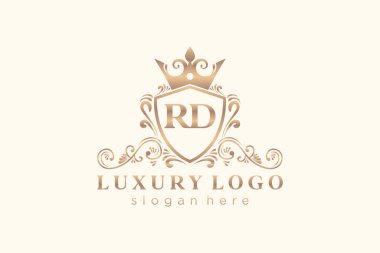 RD Kraliyet Logosu Restoran, Kraliyet, Butik, Cafe, Otel, Heraldic, Mücevher, Moda ve diğer vektör illüstrasyonları için vektör sanatı şablonu.