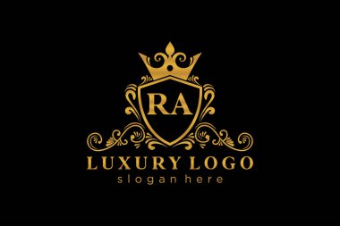 RA Harfi Kraliyet Logosu Restoran, Kraliyet, Butik, Cafe, Otel, Heraldic, Mücevher, Moda ve diğer vektör çizimleri için vektör sanatı şablonu.