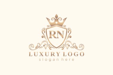 RN Kraliyet Logosu Restoran, Kraliyet, Butik, Cafe, Otel, Heraldic, Mücevher, Moda ve diğer vektör ilüstrasyonları için vektör sanatı şablonu.