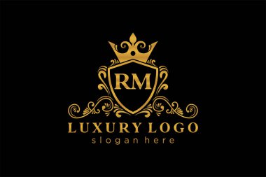 RM Kraliyet Logosu Restoran, Kraliyet, Butik, Cafe, Otel, Heraldic, Mücevher, Moda ve diğer vektör ilüstrasyonları için vektör sanatı şablonu.