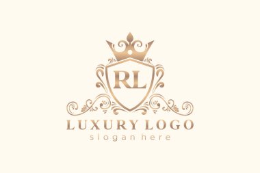 RL Letter Kraliyet Logosu Restoran, Kraliyet, Butik, Cafe, Otel, Heraldic, Mücevher, Moda ve diğer vektör ilüstrasyonları için vektör sanatı şablonu.