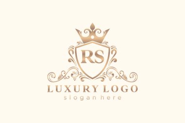RS Harfi Kraliyet Logosu Restoran, Kraliyet, Butik, Cafe, Otel, Heraldic, Mücevher, Moda ve diğer vektör çizimleri için vektör sanatı şablonu.