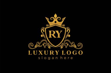 RY Letter Kraliyet Logosu Restoran, Kraliyet, Butik, Cafe, Otel, Heraldic, Mücevher, Moda ve diğer vektör çizimleri için vektör sanatı şablonu.