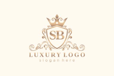 SB Letter Kraliyet Logosu Restoran, Kraliyet, Butik, Cafe, Otel, Heraldic, Mücevher, Moda ve diğer vektör ilüstrasyonları için vektör sanatı şablonu.