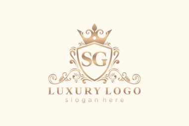 SG Letter Kraliyet Logosu Restoran, Kraliyet, Butik, Cafe, Otel, Heraldic, Mücevher, Moda ve diğer vektör ilüstrasyonları için vektör sanatı şablonu.