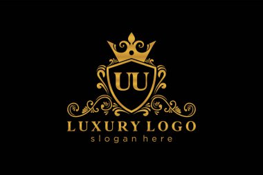 UU Letter Kraliyet Logosu Restoran, Kraliyet, Butik, Cafe, Otel, Heraldic, Mücevher, Moda ve diğer vektör ilüstrasyonları için vektör sanatı şablonu.