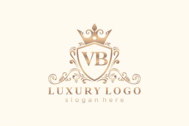 VB Kraliyet Logosu Restoran, Kraliyet, Butik, Cafe, Otel, Heraldic, Mücevher, Moda ve diğer vektör ilüstrasyonları için vektör sanatı şablonu.